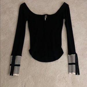 Free People Black Thermal Top